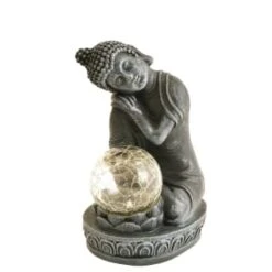 B&M Assorted Sitting Solar Buddha Garden Ornament -B and M Store 393441 sitting buddha garden ornament with solar crackle ball 4