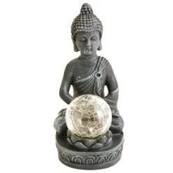 B&M Assorted Sitting Solar Buddha Garden Ornament -B and M Store 393441 sitting buddha garden ornament with solar crackle ball 6