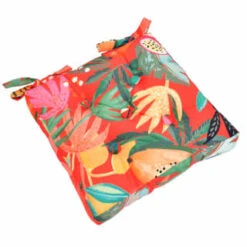 B&M Luxury Seat Pad - Orange Tropical Print -B and M Store 393565 shower resistant seat pad orange tropical print luxury 2