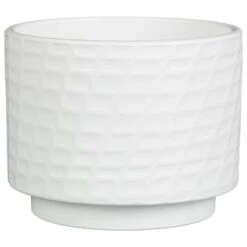 B&M White Ceramic Planter With Base Plate -B and M Store 393651 white ceramic planter with base plate 4