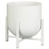 B&M White Metal Planter On Stand -B and M Store 393654 white metal planter on stand