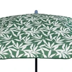 B&M Superbloom Sun Printed Parasol 1.8m - Leaf -B and M Store 393761 superbloom sun 1 8m printed parsasol green leaf close up 2