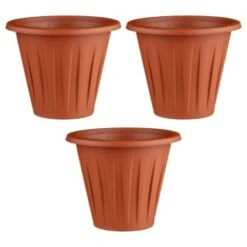 Terracotta Round Planters 3pk -B and M Store 397064 3 pack terracotta round planters group