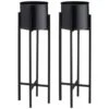 B&M Tall Round Planter 2pk - Black -B and M Store 397834 2pk tall round planters